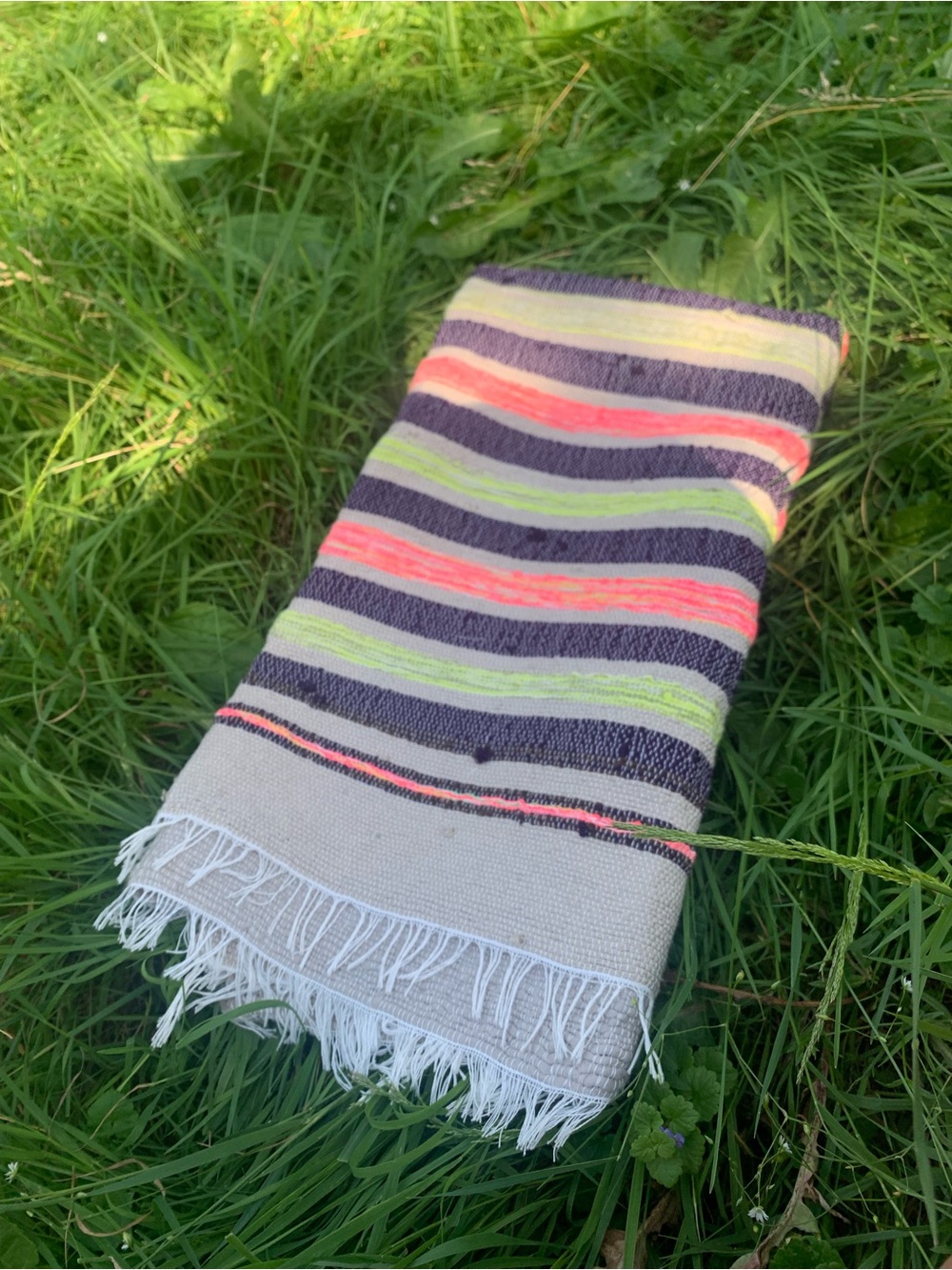 New handwoven Striped picnic Blanket cotton - Classic Cozy Style